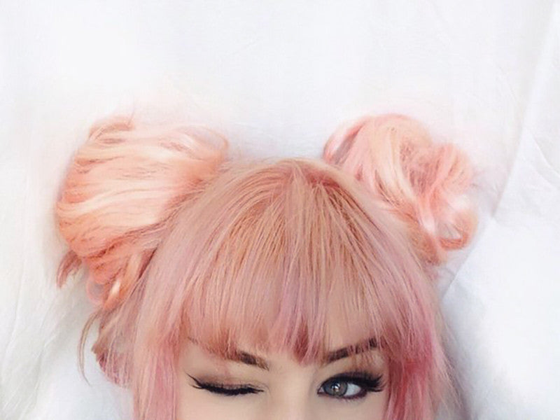 pastel orange pink hair